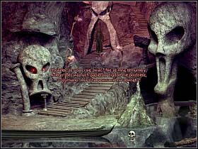 Nasz czarodziej bada także tajemniczy tunel w skale po lewej, z którego wydobywa się jasna poświata i w którym ukryta jest winda strzeżona przez Cerbera, a w związku z czym - raczej nieosiągalna - Uciec z Krainy Umarłych cz.2 | Simon the Sorcerer 4 - Simon the Sorcerer 4 - poradnik do gry