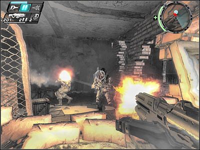 Skieruj się teraz do lewego korytarza, zbliżając się do wrogów skrywających się w kolejnym pomieszczeniu - Etap 2 - Back Again cz.3 | TimeShift - TimeShift - poradnik do gry