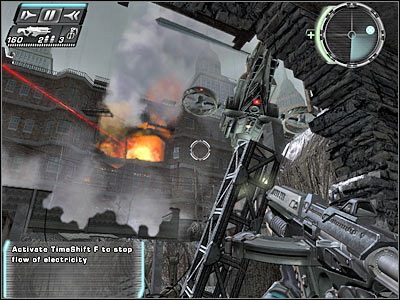 W pierwszej kolejności będziesz musiał dotrzeć na ukazaną na screenie kładkę - Etap 2 - Back Again cz.4 | TimeShift - TimeShift - poradnik do gry