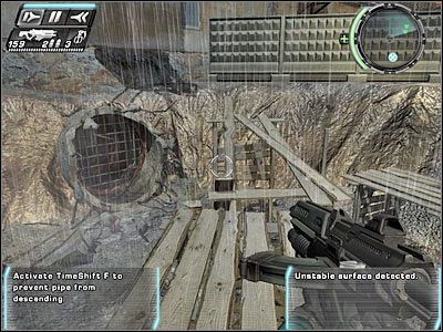 Wskocz do środka rury i zaczekaj aż obniży się ona pod wpływem Twojego ciężaru - Etap 2 - Back Again cz.5 | TimeShift - TimeShift - poradnik do gry