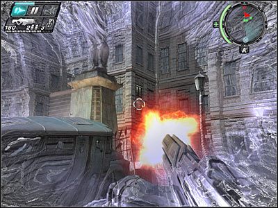 Dopiero teraz powinieneś zająć się gostkami stojącymi na dole - Etap 3 - New Blood cz.1 | TimeShift - TimeShift - poradnik do gry