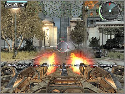 Pobiegnij w prawo, tak aby ukryć się przed wzrokiem operatorów czołgu - Etap 3 - New Blood cz.3 | TimeShift - TimeShift - poradnik do gry