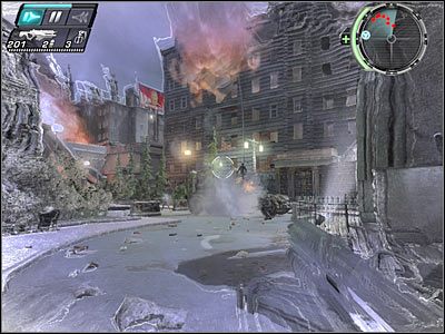 Po zabezpieczeniu okolicy najprościej będzie podbiec szybko do trzeciego pojazdu i skorzystać z zamontowanego na nim działka maszynowego - Etap 4 - Infiltration cz.5 | TimeShift - TimeShift - poradnik do gry