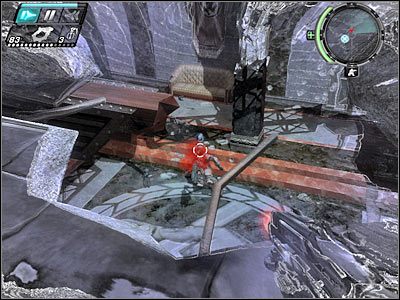 Z lewego pomieszczenia wybiegnie pojedynczy przeciwnik (screen), którego musisz się błyskawicznie pozbyć - Etap 6 - Heist cz.3 | TimeShift - TimeShift - poradnik do gry