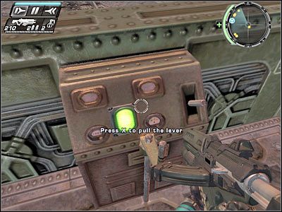 Po dotarciu do ukazanego na screenie miejsca załącz całkowite zatrzymanie upływu czasu i zeskocz z wagonu - Etap 9 - Better Late... cz.4 | TimeShift - TimeShift - poradnik do gry