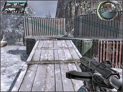 Przełącznik znajduje się na samym szczycie ukazanej na screenie wieży obserwacyjnej - Etap 9 - Better Late... cz.5 | TimeShift - TimeShift - poradnik do gry