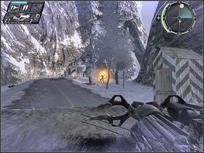 Po zabiciu wszystkich widocznych przeciwników zacznij biec w stronę znajdującej się kawałek dalej zaparkowanej ciężarówki - Etap 10 - Point of Impact cz.1 | TimeShift - TimeShift - poradnik do gry