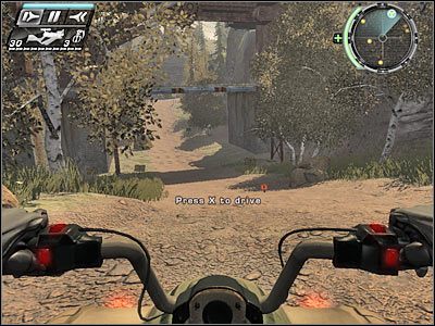 Równolegle musisz zająć się snajperem, okupującym ukazany na screenie most - Etap 12 - Road Trip cz.4 | TimeShift - TimeShift - poradnik do gry