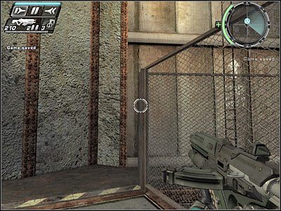 Najlepiej będzie ustawić się przy drzwiach, w odpowiednim momencie załączyć spowolnienie czasu i pozbyć się obu wrogów - Etap 14 - Test Labs cz.2 | TimeShift - TimeShift - poradnik do gry