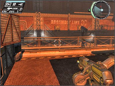 Zbliż się teraz do dużego pokrętła, które ukazane zostało na poniższym screenie - Etap 16 - Some Assembly Required cz.3 | TimeShift - TimeShift - poradnik do gry