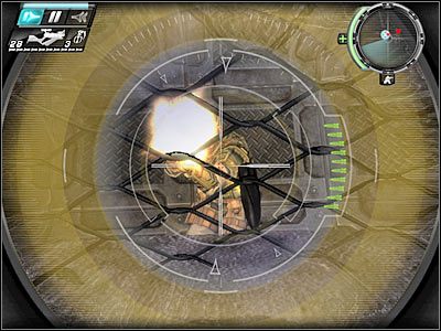 Przeciwnicy, o których wspominałem stoją po lewej stronie, a dokładniej chowają się za ukazanymi na screenie skrzyniami - Etap 17 - Sabotage cz.1 | TimeShift - TimeShift - poradnik do gry