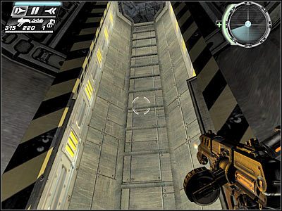 Po dotarciu na górę będziesz sobie musiał zacząć radzić z nowym typem teleportującego się przeciwnika (screen) - Etap 17 - Sabotage cz.4 | TimeShift - TimeShift - poradnik do gry