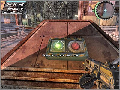 Wskocz na znajdujące się po lewej stronie skrzynie, tak aby nie stracić zbyt dużo czasu - Etap 18 - Exeunt cz.4 | TimeShift - TimeShift - poradnik do gry