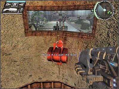 Podobnie jak wcześniej, nie radziłbym od razu biec w stronę zaznaczonej strefy - Etap 19 - Drive-By cz.2 | TimeShift - TimeShift - poradnik do gry