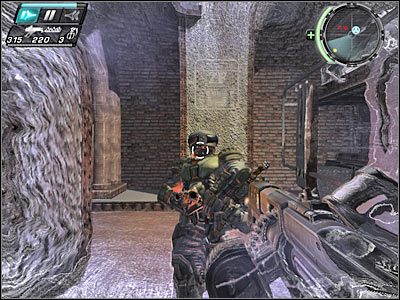 Skieruj się w stronę ukazanych na screenie LEWYCH schodów - Etap 19 - Drive-By cz.5 | TimeShift - TimeShift - poradnik do gry