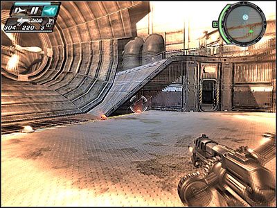 Wir powietrza powinien po wyczerpaniu paska zacząć pchać Cię do tyłu, ale jeśli wszystko wykonałeś zgodnie z planem, uderzysz w ukazaną na screenie ścianę - Etap 21 - The Wind Tunnel cz.1 | TimeShift - TimeShift - poradnik do gry