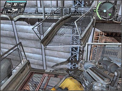 Na dole sojuszniczy żołnierze zaczną atakować żołnierzy wroga - Etap 21 - The Wind Tunnel cz.2 | TimeShift - TimeShift - poradnik do gry