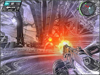 Dobrym pomysłem jest też przeskoczenie na ukazaną na screenie półkę i skierowanie się w prawo, ALE dopiero wtedy gdy wstępnie uda ci się oczyścić teren nad Tobą - Etap 23 - En Route cz.2 | TimeShift - TimeShift - poradnik do gry