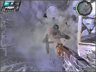 Docelowo będziesz musiał przebić się do ukazanych na screenie i prowadzących na wyższy poziom schodów - Etap 24 - FINAŁ - Consequences cz.1 | TimeShift - TimeShift - poradnik do gry