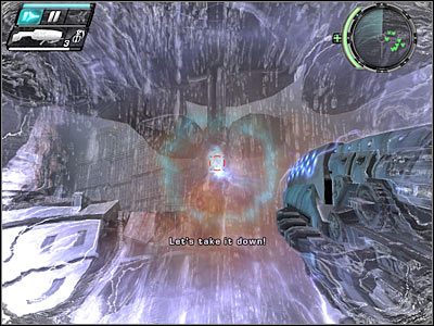 Po wyczerpaniu amunicji do Surge Guna możesz cofnąć się po wspomnianą wcześniej giwerę lub wyskoczyć na balkonik i obrócić się w prawo - Etap 24 - FINAŁ - Consequences cz.3 | TimeShift - TimeShift - poradnik do gry