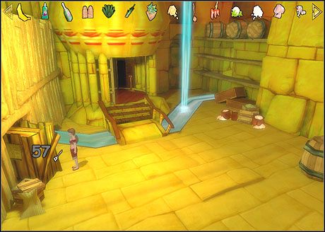 Na dole przejdź przez mały mostek i przyjrzyj się (dużemu pudłu) (57) - Rozdział 2 - Nieproszeni goście cz.3 | Ankh Serce Ozyrysa - Ankh: Serce Ozyrysa - poradnik do gry