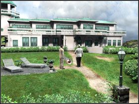 Przed drzwiami hotelowymi skręć na ścieżkę w dół - [Act 2] August 24th, Afternoon cz.5 | Zło, które żyje pod słońcem - Agatha Christie: Zło, które żyje pod słońcem - poradnik do gry