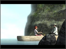 Udaj się teraz schodkami na dół na plażę i poproś kobietę by zawiozła Cię na miejsce zbrodni - [Act 5] August 25, 1940 Late Morning cz.1 | Zło, które żyje pod słońcem - Agatha Christie: Zło, które żyje pod słońcem - poradnik do gry