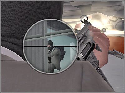 Próbuj teraz zbliżać się do wyjścia z banku i zabijać wszystkich tych policjantów, którzy chowają się przy radiowozach (screen) - Rozdział 3 - Withdrawal cz.5 | Kane & Lynch Dead Men - Kane & Lynch: Dead Men - poradnik do gry