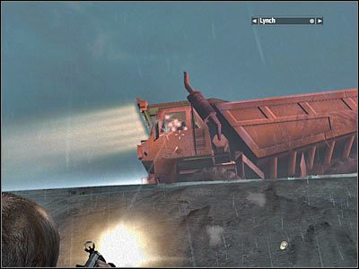 Gdy tylko szyba zostanie rozbita, namierz kierowcę i oddaj parę strzałów w jego stronę - Rozdział 7 - Reunion cz.3 | Kane & Lynch Dead Men - Kane & Lynch: Dead Men - poradnik do gry