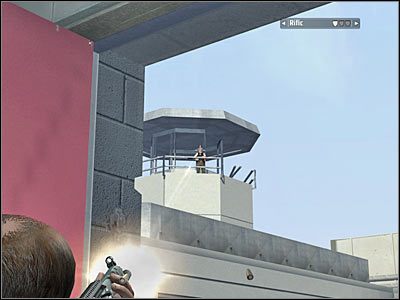 Jeśli chodzi o trzeciego snajpera, będzie on stał na duchu znajdującym się na prawo od wyjścia (screen) - Rozdział 8 - Breakout cz.4 | Kane & Lynch Dead Men - Kane & Lynch: Dead Men - poradnik do gry