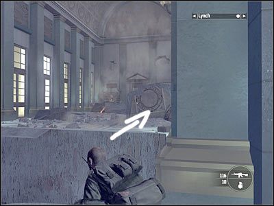 Z tego miejsca powinieneś już być w stanie zabić gostka okupującego lewe stanowisko maszynowe - Rozdział 12 - El Capitol cz.4 | Kane & Lynch Dead Men - Kane & Lynch: Dead Men - poradnik do gry