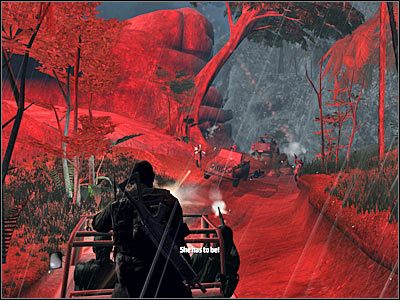 Uważaj na ukazanego na screenie przeciwnika, gdyż wystrzeli on w Twoją stronę rakietę - Rozdział 15 - Choice cz.1 | Kane & Lynch Dead Men - Kane & Lynch: Dead Men - poradnik do gry