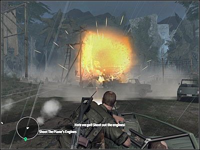 Teraz musisz jedynie zniszczyć lewy silnik samolotu, prowadząc dłuższy ostrzał - Rozdział 15 - Choice cz.2 | Kane & Lynch Dead Men - Kane & Lynch: Dead Men - poradnik do gry