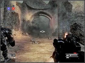 Idź cały czas wzdłuż ścieżki odpierając ataki kolejnych wrogów - Man down! | Al-Khali, Current Time | Clive Barkers Jericho - Clive Barkers Jericho - poradnik do gry