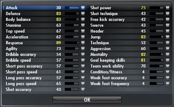 Forma jest przedstawiona w formie strzałek - Atrybuty piłkarzy | Atrybuty | Pro Evolution Soccer 2008 - Pro Evolution Soccer 2008 - poradnik do gry