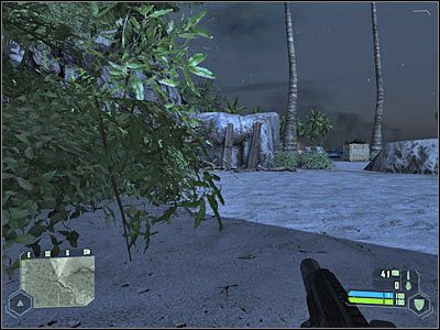 Przejdź teraz w lewo, tak aby widzieć obu przeciwników - Crysis: Misja 1, Contact - Dotarcie do Błazna - solucja, opis przejścia - Crysis - poradnik do gry