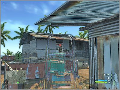 Kolejny przeciwnik kryje się zapewne wewnątrz budynku, przy którym aktualnie stoisz - Crysis: Misja 1, Contact - Zbadanie sztabu - solucja, opis przejścia - Crysis - poradnik do gry