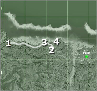 Oznaczenia na mapie - Crysis: Misja 2, Recovery - Zbliżenie się do wioski - solucja, opis przejścia - Crysis - poradnik do gry