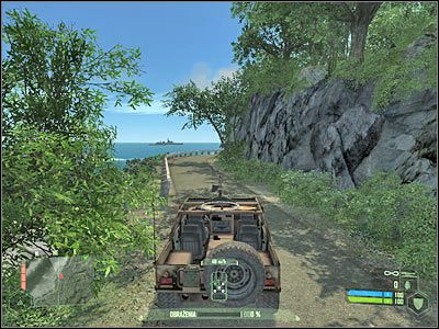 Wkrótce powinni tu przybiec pierwsi wrogowie, zaalarmowani widokiem pojazdu, z którego przed chwilą korzystałeś - Crysis: Misja 2, Recovery - Zbliżenie się do wioski - solucja, opis przejścia - Crysis - poradnik do gry
