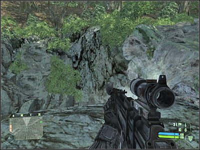 Powinieneś zauważyć tu bardzo charakterystyczne półki, na które możesz wskakiwać - Crysis: Misja 2, Recovery - Zbliżenie się do wejścia do jaskiń - solucja - Crysis - poradnik do gry