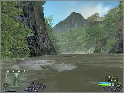 Jeśli się nie pogubiłeś, powinieneś zbliżyć się do prowadzącej na wzgórze ścieżki (punkt 4 na mapie) - Crysis: Misja 3, Relic - Dotarcie do bazy wojskowej cz.1 - solucja - Crysis - poradnik do gry