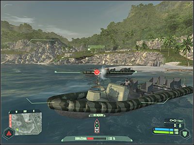 Musisz teraz ostrożnie skierować się w stronę znajdującego się tu niewielkiego wzgórza - Crysis: Misja 4, Assault - Zniszczenie dział przeciwlotniczych cz. 4 - solucja - Crysis - poradnik do gry