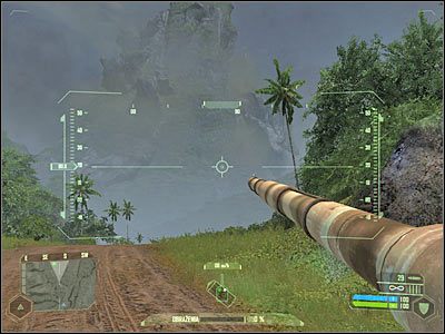 Po drodze będziesz musiał rozprawić się z co najmniej dwoma czołgami - Crysis: Misja 5, Onslaught - Zbliżenie się do składu czołgów - solucja - Crysis - poradnik do gry