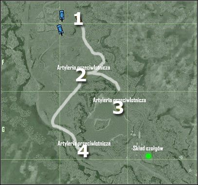 Oznaczenia na mapie - Crysis: Misja 5, Onslaught - Zniszczenie dział przeciwlotniczych cz.1 - solucja - Crysis - poradnik do gry