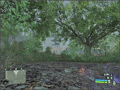 Proponowałbym teraz ustawić się przy murku zlokalizowanym niedaleko wieży (screen) i z tego miejsca zacząć zabijać kolejnych wrogów - Crysis: Misja 6, Awakening - Zdobycie danych wywiadowczych cz.1 - solucja - Crysis - poradnik do gry