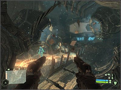 Rozejrzyj się po okolicy, a odnajdziesz kilka dużych wnęk (screen) - Crysis: Misja 7, Core - Odnalezienie miejsca do ewakuacji cz.3 - solucja - Crysis - poradnik do gry