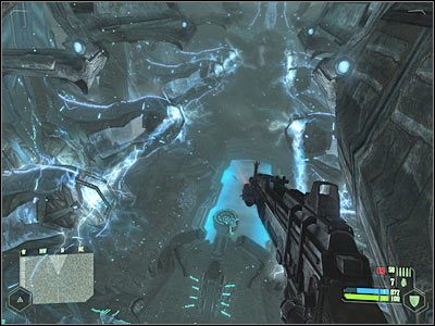 Twoim zadaniem będzie jak najszybsze zbliżenie się do przedstawionego na screenie wiru - Crysis: Misja 7, Core - Odnalezienie miejsca do ewakuacji cz.5 - solucja - Crysis - poradnik do gry