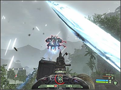 Finałowe starcia z potworami rozegrają się w pokazanym na screenie miejscu - Crysis: Misja 9, Exodus - Skorzystanie z pojazdu - solucja, opis przejścia - Crysis - poradnik do gry