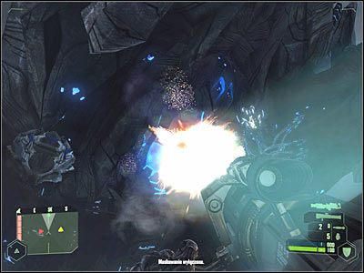 Teraz wybierz z inwentarza działo taktyczne i namierz odsłonięty fragment statku - Crysis: Misja 11, Reckoning - Zniszczenie okrętu wojennego Obcych - solucja - Crysis - poradnik do gry