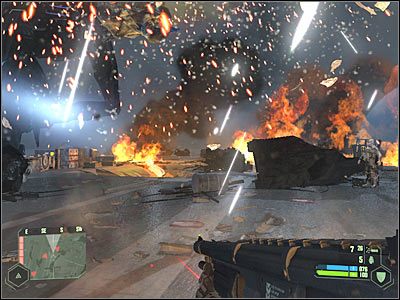 Biegnij cały czas na południe, starając się ignorować atakujące Cię ośmiorniczki - Crysis: Misja 11, Reckoning - Ucieczka z lotniskowca - solucja, opis przejścia - Crysis - poradnik do gry